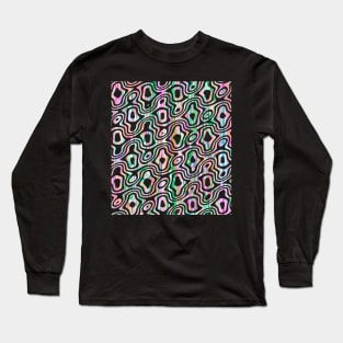 Green and Pink Abstract Ribbon Pattern Long Sleeve T-Shirt